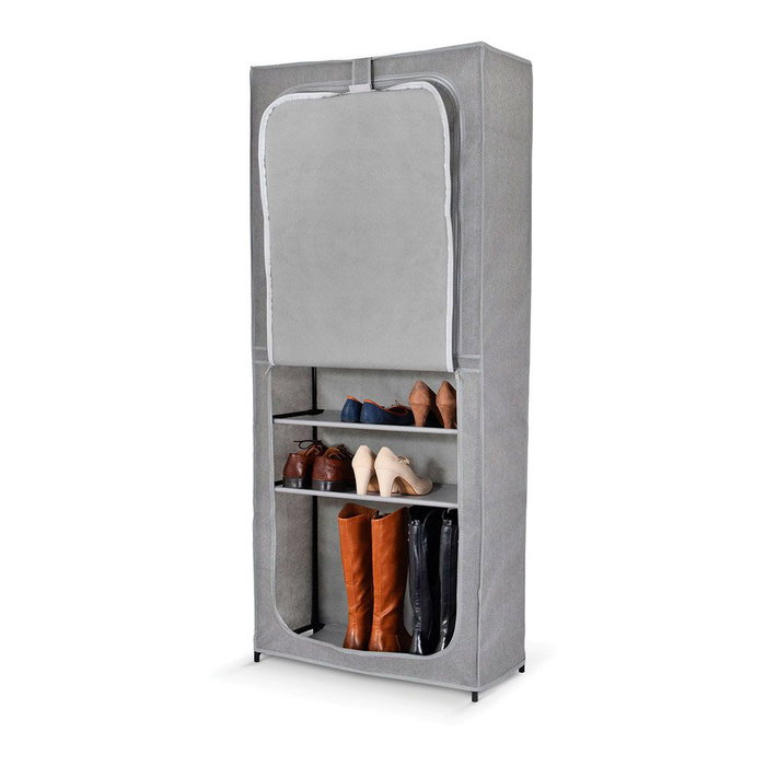 Jobgar Armoire à chaussures double avec housse grise 160 x 68 x 30 cm