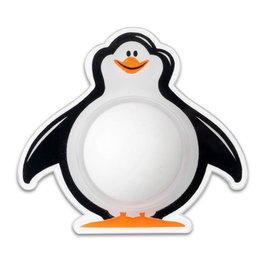Inofix Butoir de porte mural adhésif enfant, modèle pingouin, 61 x 55 x 18 mm, PVC flexible blanc/noir