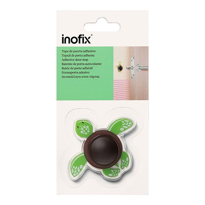 Inofix Tope de mur adhésif enfant tortue verte 77x67x18mm, protection anti-chocs