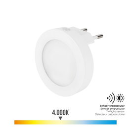 Edm Pilote LED rond 0,5W 5lm 4000K avec capteur crépusculaire 15lux Ø6,5x5,3cm IP20