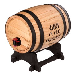 5Five Tonneau à vin en bois 5,5 l avec distributeur 27 x 26,5 x 21,5 cm