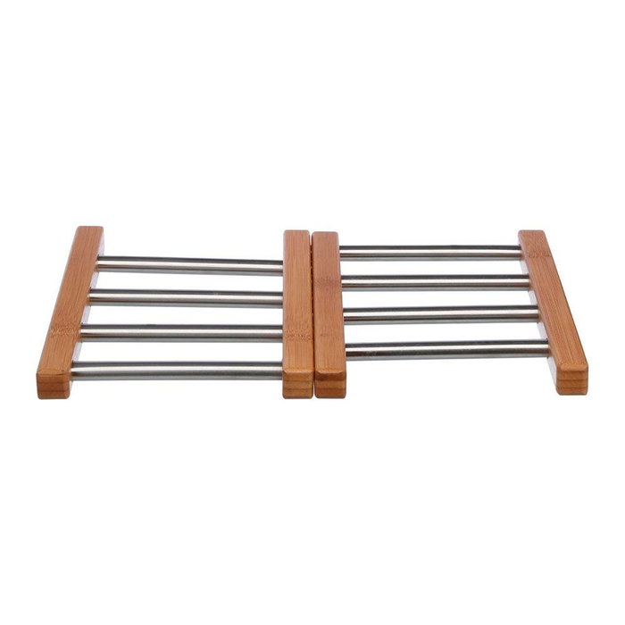 5Five Set de table extensible en bambou et inox 35,2 x 22,2 x 2 cm 5Five Set de table extensible en bambou et inox 35,2 x 22,2 x 2 cm
