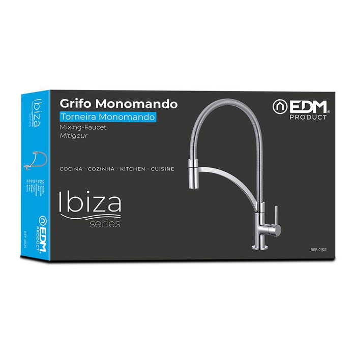 Mitigeur EDM 01125 Ibiza Acier inoxydable Laiton Zinc 4,9 x 20 x 44, 5 cm Mitigeur EDM 01125 Ibiza Acier inoxydable Laiton Zinc 4,9 x 20 x 44, 5 cm