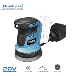 Koma Tools Pro Series Lijadora Excéntrica Brushless 20V sans Batterie ni Chargeur, Ø125mm, 3 Vitesses, Modèle 20v-le