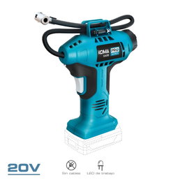 Koma Tools 20V Compresseur d'air 11 bar sans batterie ni chargeur, compact 7,5 x 17,5 x 22,5 cm, portable LED