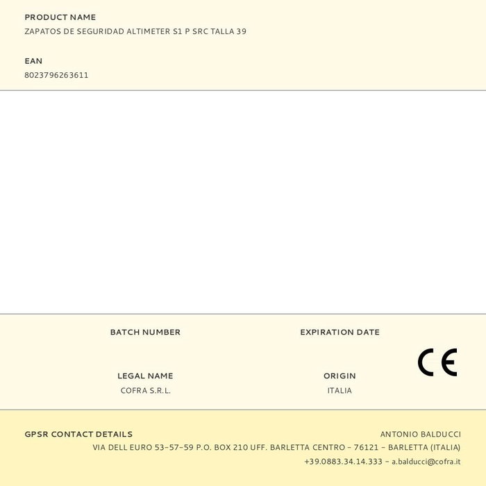 Cofra Altimeter S1 Chaussures de sécurité - Taille 39 - Blue marine