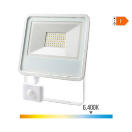 Edm Projecteur LED blanc 50 W avec détecteur de présence, 4000 lm, 6400 K