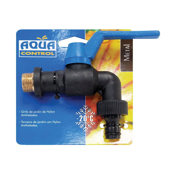 Aqua Control Robinet antigel 1/2" pour jardin, laiton et nylon, noir/bleu Aqua Control Robinet antigel 1/2" pour jardin, laiton et nylon, noir/bleu