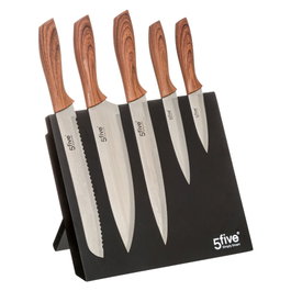 5Five Coffret de 5 couteaux avec support magnétique 32 x 23,2 x 19 cm acier inoxydable