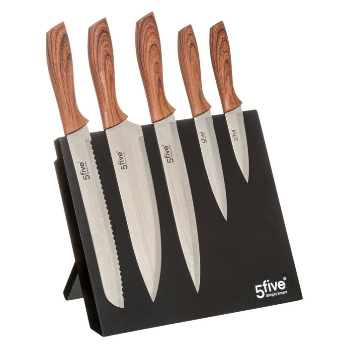 5five Simply Smart Ensemble de couteaux de cuisine avec support aimanté, 6 pièces, 32 x 23,2 x 19 cm 5five Simply Smart Ensemble de couteaux de cuisine avec support aimanté, 6 pièces, 32 x 23,2 x 19 cm