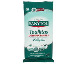 SANYTOL Lingettes Désinfectantes Biodégradables Eucalyptus - Lot de 30 unités