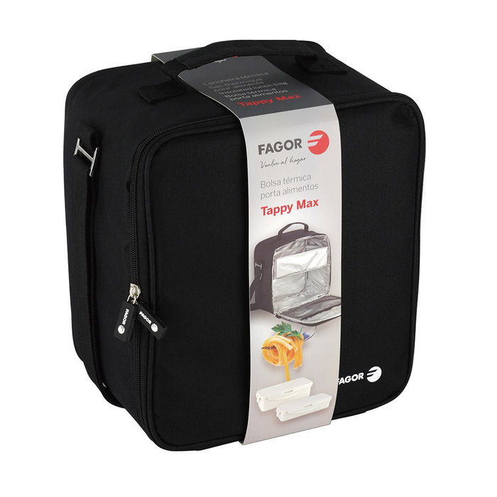 Fagor Tappy Max Sac isotherme repas noir semi-rigide 20x14.5x26 cm + 2 boîtes hermétiques Fagor Tappy Max Sac isotherme repas noir semi-rigide 20x14.5x26 cm + 2 boîtes hermétiques