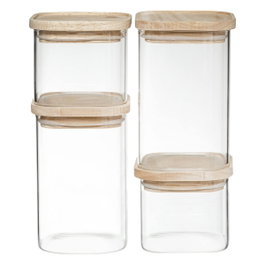 5Five Set de 4 bocaux de cuisine hermétiques empilables