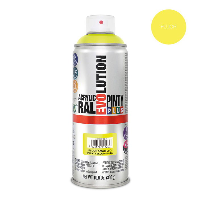 Peinture en spray Pintyplus Evolution F146 400 ml Fluorescent Jaune Peinture en spray Pintyplus Evolution F146 400 ml Fluorescent Jaune