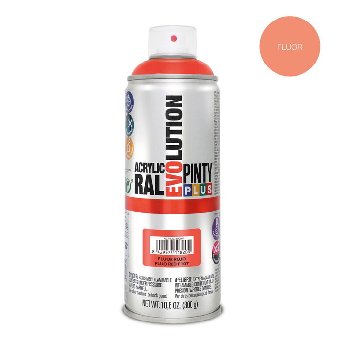Pintyplus Peinture en spray Evolution F107 400 ml Fluorescent Rouge
