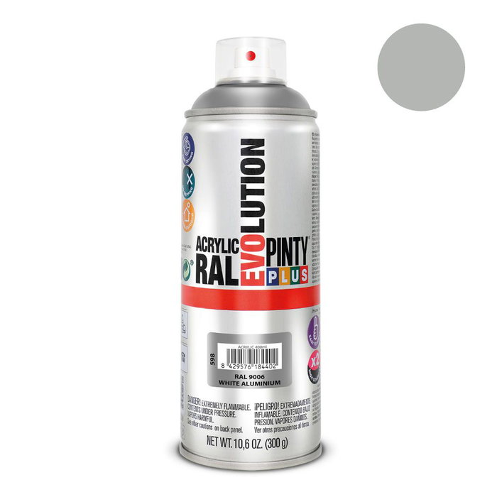 Pintyplus Peinture en spray Evolution RAL 9006 White Aluminium 400 ml