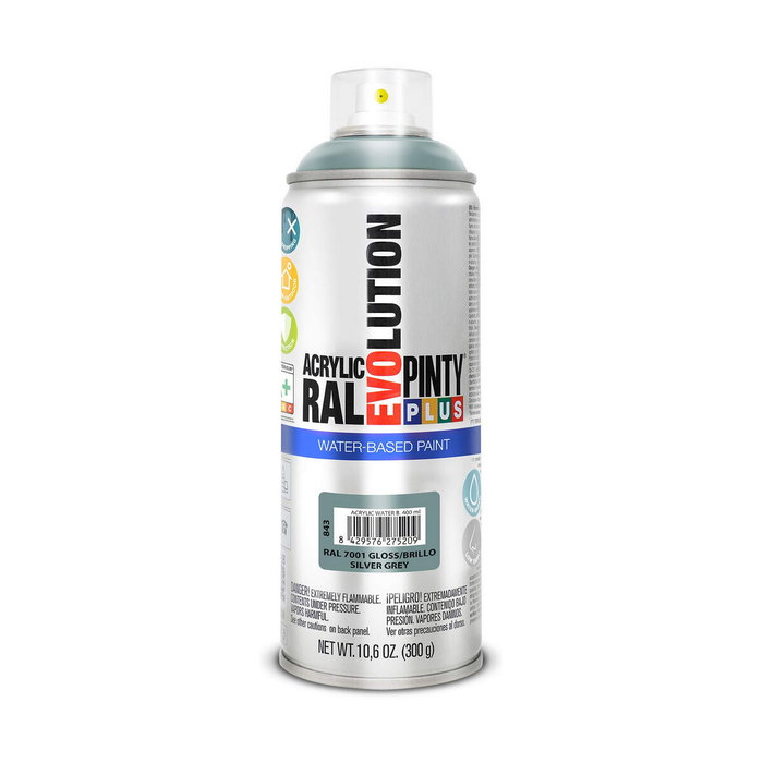 Peinture en spray Pintyplus Evolution RAL 7001 400 ml Base d'eau Silver Grey Peinture en spray Pintyplus Evolution RAL 7001 400 ml Base d'eau Silver Grey