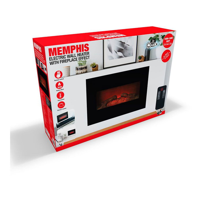 Classic Fire Cheminée LED Memphis 1800 W 66 x 13 x 46 cm avec télécommande - Noir Classic Fire Cheminée LED Memphis 1800 W 66 x 13 x 46 cm avec télécommande - Noir