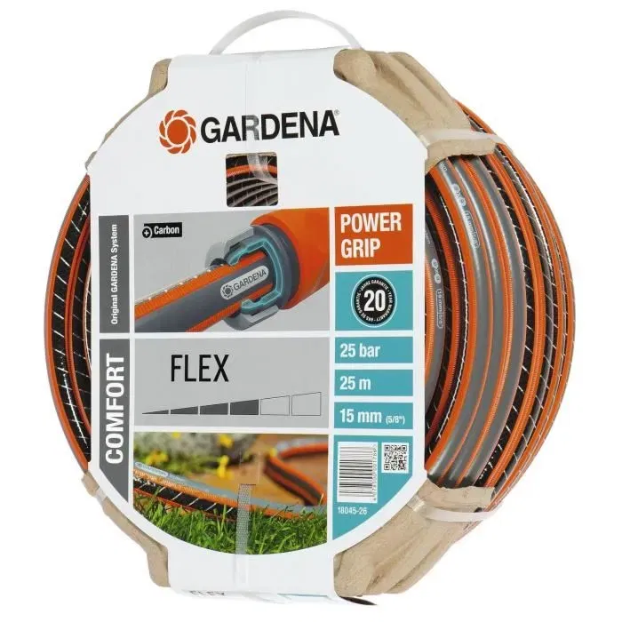 Gardena Tuyau d'arrosage Comfort Flex - 25 m x 15 mm - Anti-nœud, indéformable, résistant aux UV - Garantie 20 ans - Réf. 18045-26