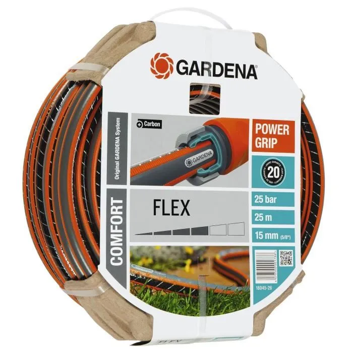 Gardena Tuyau d'arrosage Comfort Flex - 25 m x 15 mm - Anti-nœud, indéformable, résistant aux UV - Garantie 20 ans - Réf. 18045-26
