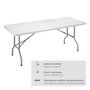 Edm Table pliante 180 x 74 x 74 cm tube Ø 22 x 1.0 mm en acier blanc pour intérieur/extérieur