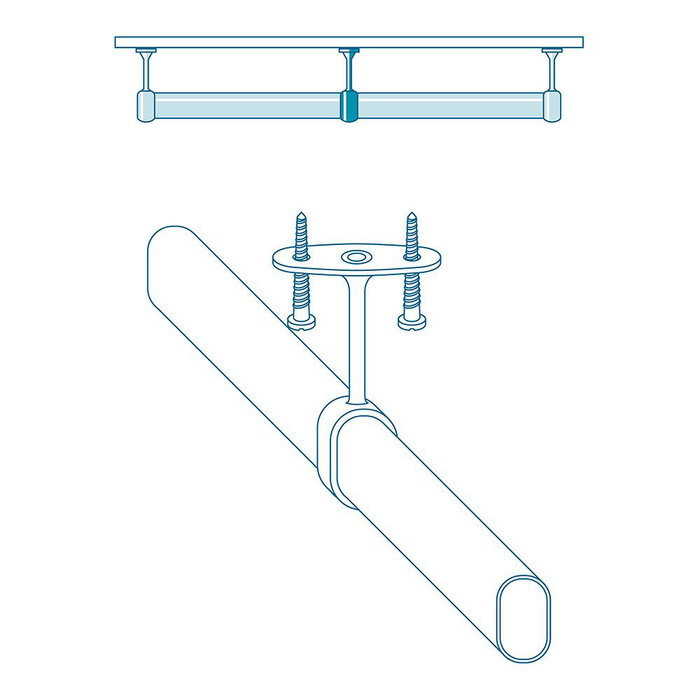 Cintacor - Stor Planet Support de placard central pour barre ovale chromé, 25 x 15 mm