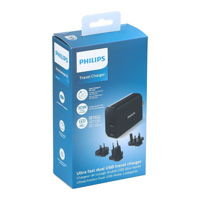 Adaptateur Prise Universelle de Voyage Philips Noir 30 W Adaptateur Prise Universelle de Voyage Philips Noir 30 W