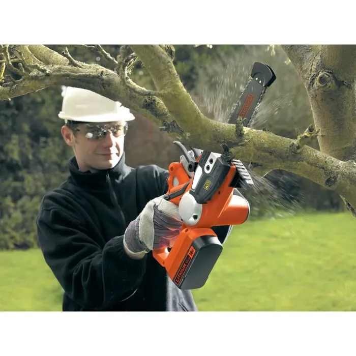 Black + Decker GKC1820L20-QW Tronçonneuse Élagueuse Électrique sans Fil 18V - 20cm - Batterie 2Ah + Chargeur - Jusqu'à 16 cm de diamètre