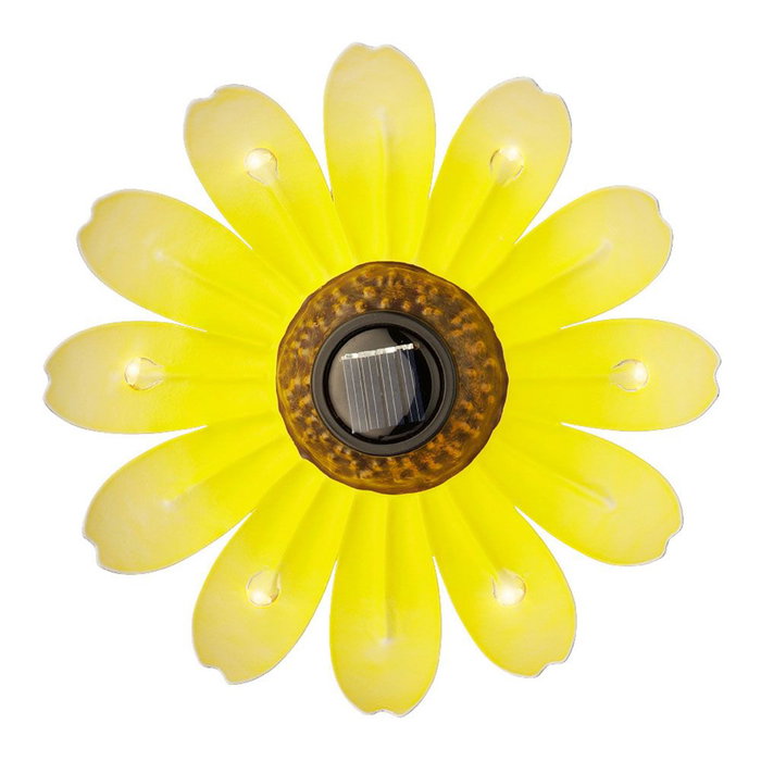Lumineo Figurine solaire métallique fleur LED Ø14x4cm couleurs assorties blanc chaud