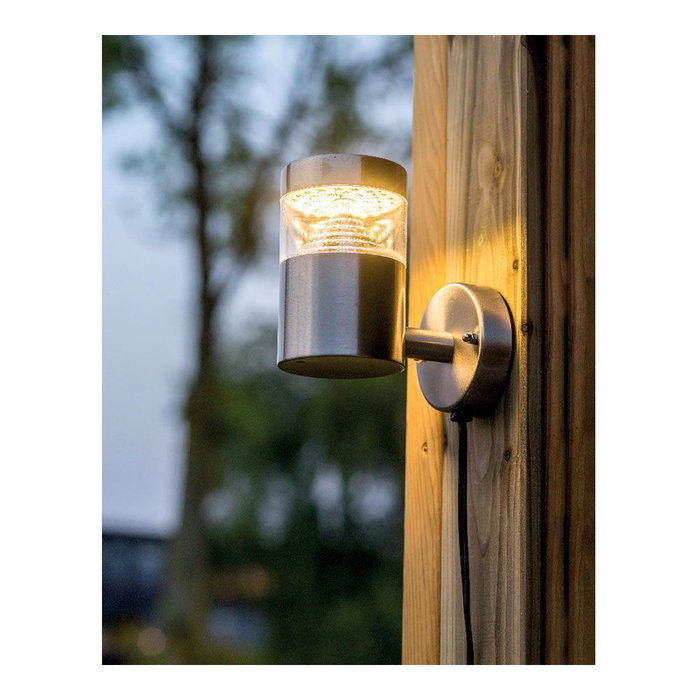 Lumineo Applique murale solaire en acier inoxydable, lumière chaude, capteur de mouvement
