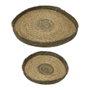 Lot de 2 plateaux de pot en sparte ronds Ø35 x 4 cm / Ø50 x 4 cm avec anses Marron