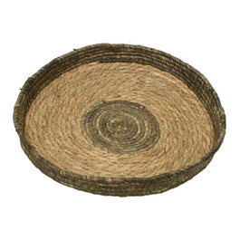 Lot de 2 plateaux de pot en sparte ronds Ø35 x 4 cm / Ø50 x 4 cm avec anses Marron