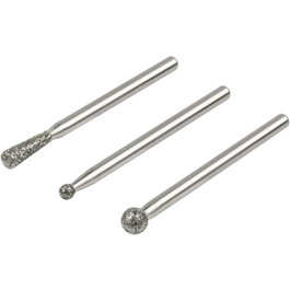Wolfcraft Jeu de 3 mini-meules diamantées sphériques et coniques, tige 3 mm