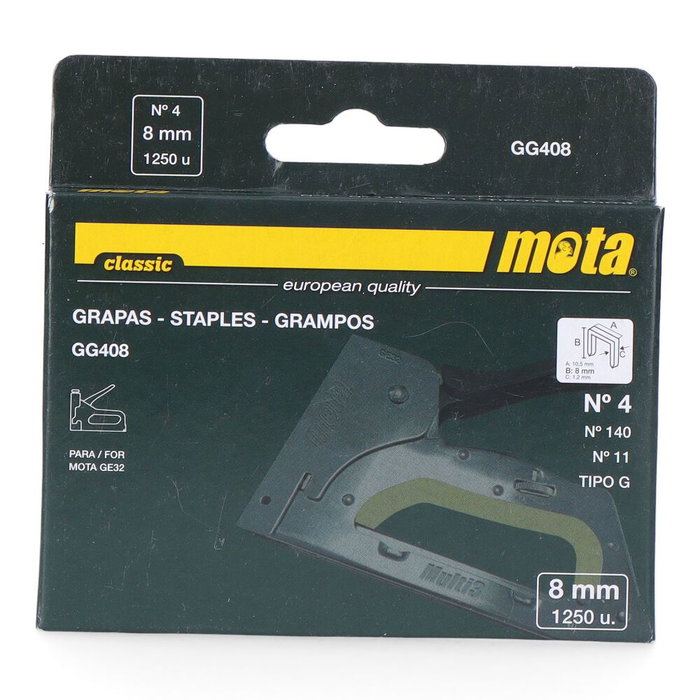 Mota Herramientas Agrafes n° 4 de 8 mm, épaisseur 1,2 mm, 1000 unités Mota Herramientas Agrafes n° 4 de 8 mm, épaisseur 1,2 mm, 1000 unités
