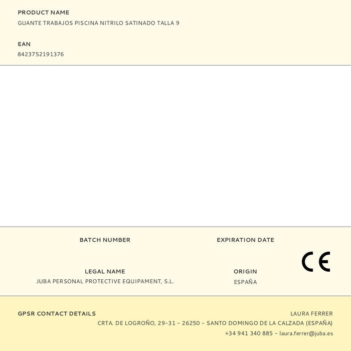 JUBA Gants de travail Vert Nitrile Satiné Piscine Taille 9 JUBA Gants de travail Vert Nitrile Satiné Piscine Taille 9