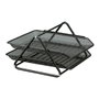 Q-Connect GXA100 Bandeau de bureau métallique à grille noir 2 plateaux 30 x 35 x 18,5 cm