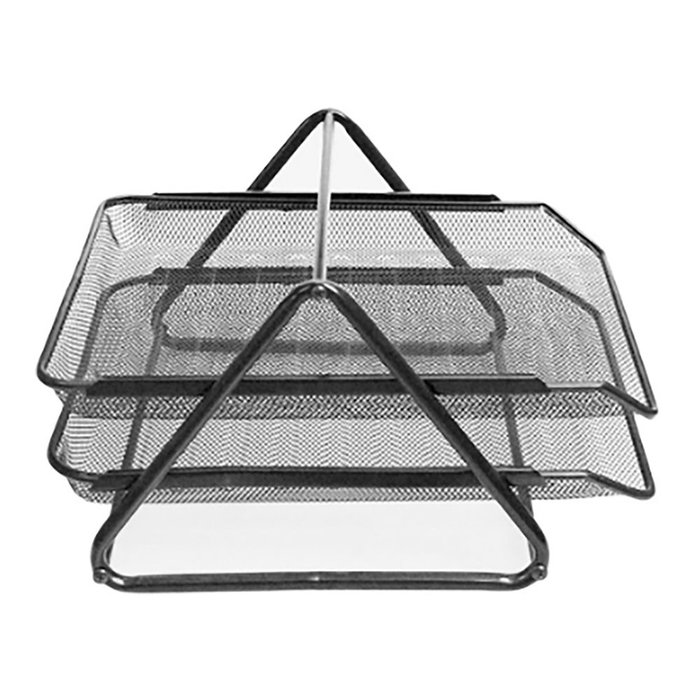 Q-Connect GXA100 Bandeau de bureau métallique à grille noir 2 plateaux 30 x 35 x 18,5 cm