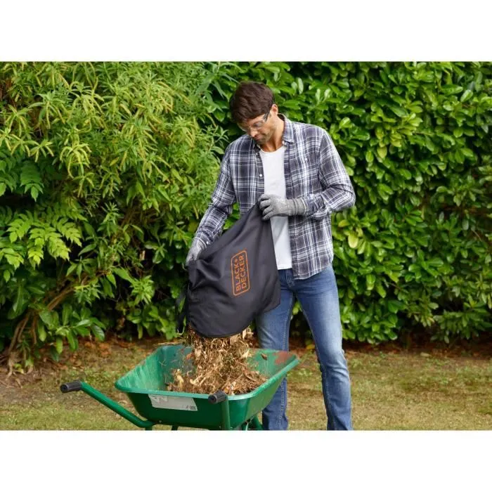 Black + Decker BEBLV260-QS Aspirateur Souffleur Broyeur de Feuilles Filaire 2600W avec Sac 40L et Système Bi-Tube - Vitesse de Soufflerie 315 km/h