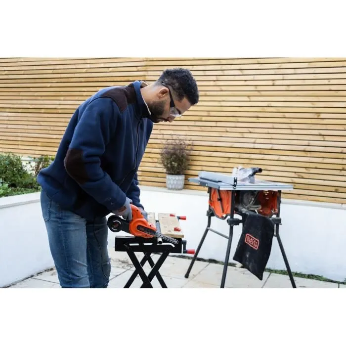 BLACK+DECKER KA900E-QS - Lime électrique filaire 350 W, 455 x 13 mm, avec 3 bandes abrasives, interrupteur anti-poussière et aspiration