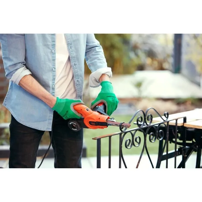 BLACK+DECKER KA900E-QS - Lime électrique filaire 350 W, 455 x 13 mm, avec 3 bandes abrasives, interrupteur anti-poussière et aspiration