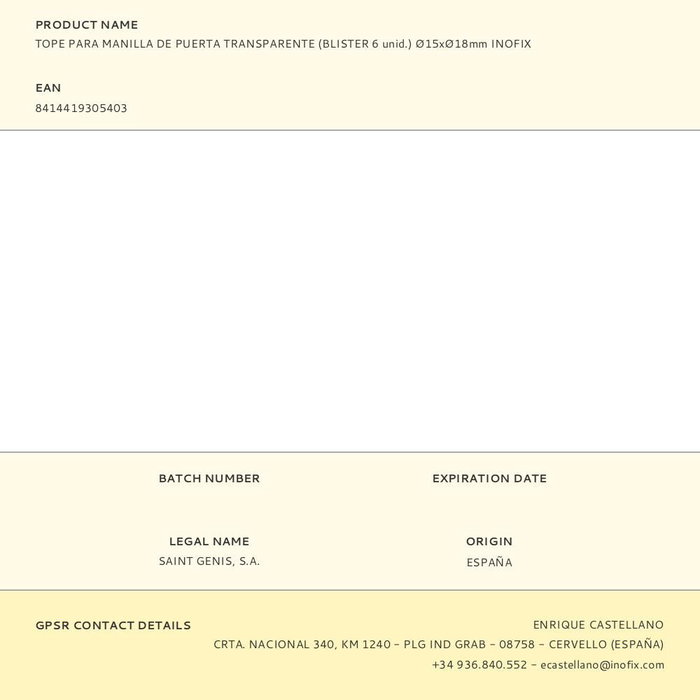 Inofix Butoir de porte en plastique flexible transparent Ø15-18 mm, 6 pièces, blister