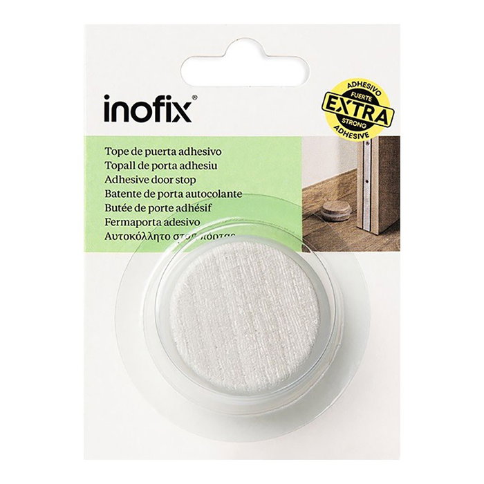 Inofix Tope de porte avec joint torique en métal et silicone finition bois érable nordique fixation adhésive blister
