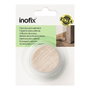 Inofix Tope de porte avec joint torique métal et silicone finition bois frêne calcaire fixation adhésive blister Ø4,6x1,8 cm