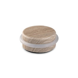 Inofix Tope de porte avec joint torique métal et silicone finition bois frêne calcaire fixation adhésive blister Ø4,6x1,8 cm