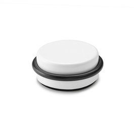 Inofix Butoir de porte avec joint torique, métal et silicone avec finition bois blanc, fixation adhésive, Ø4,6 x 1,8 cm