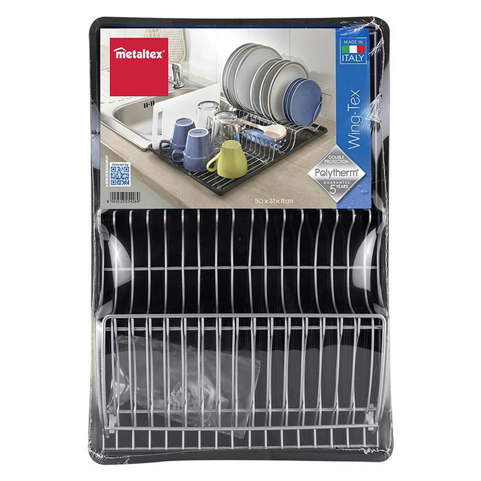 Metaltex Wing-tex Egouttoir avec aile rabattable 50 x 31 x 11 cm, recouvert Polytherm metallic