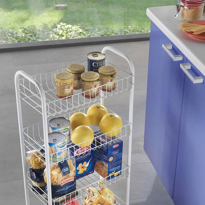 Metaltex Chariot multi-usages avec 4 paniers blanc 41 x 23 x 84 cm