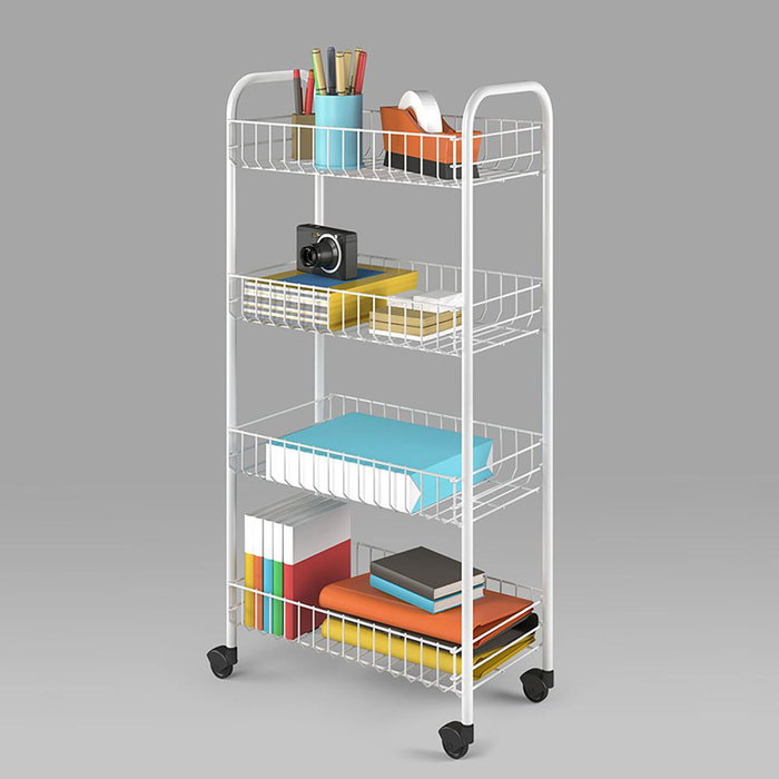 Metaltex Chariot multi-usages avec 4 paniers blanc 41 x 23 x 84 cm