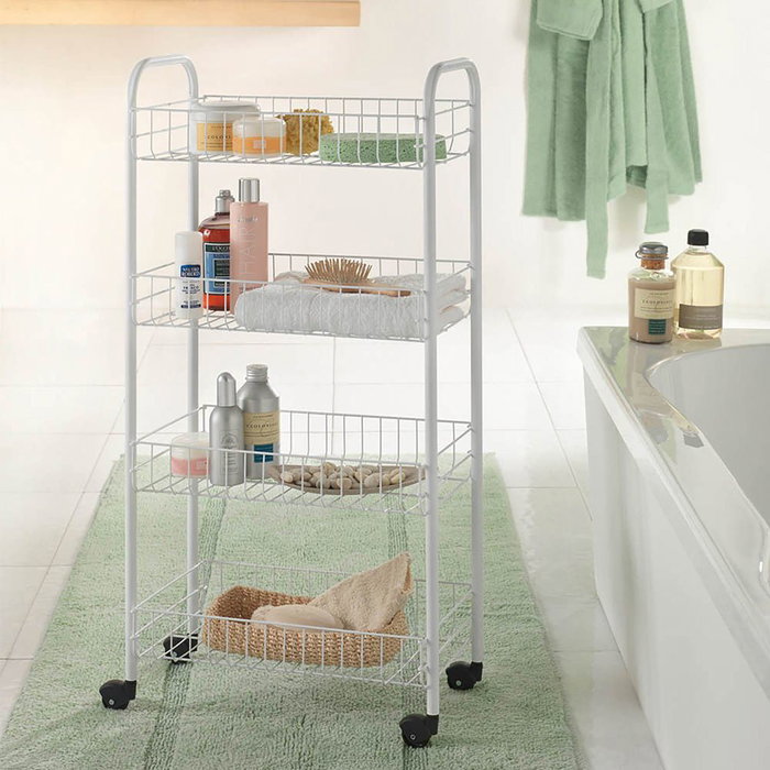 Metaltex Chariot multi-usages avec 4 paniers blanc 41 x 23 x 84 cm