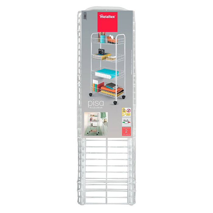 Metaltex Chariot multi-usages avec 4 paniers blanc 41 x 23 x 84 cm